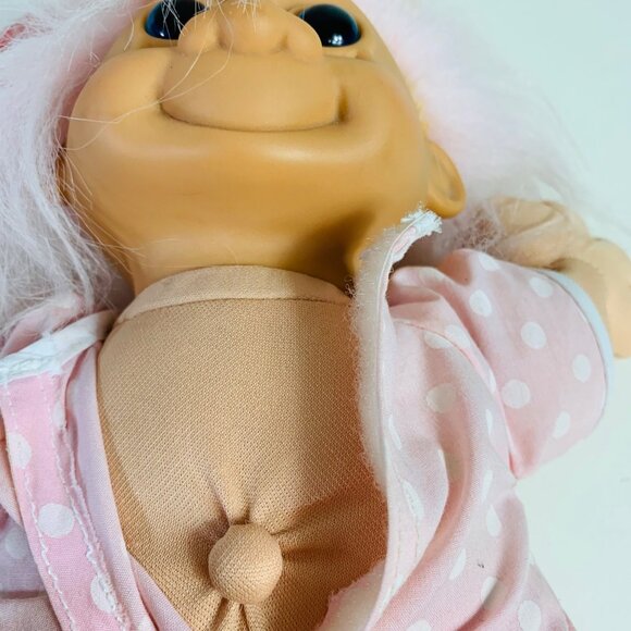Russ Troll Doll Kidz Pink Polka Dot Pajamas Nightcap 12" Sleepyhead VTG 90s - Picture 9 of 14
